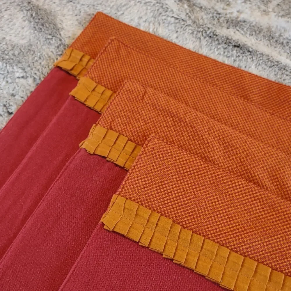 Handmade Placemats Red & Orange Set of 4‎